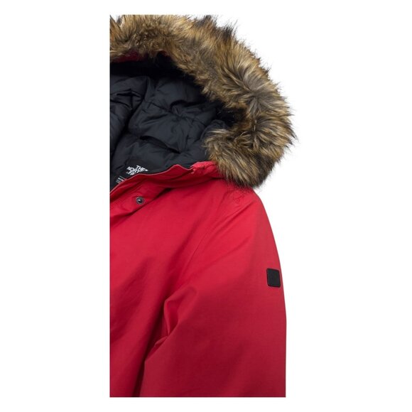 THE NORTH FACE Goose Down Long Red Winter Puffer Parka Jacket Coat Womens XS - Picture 8 of 8